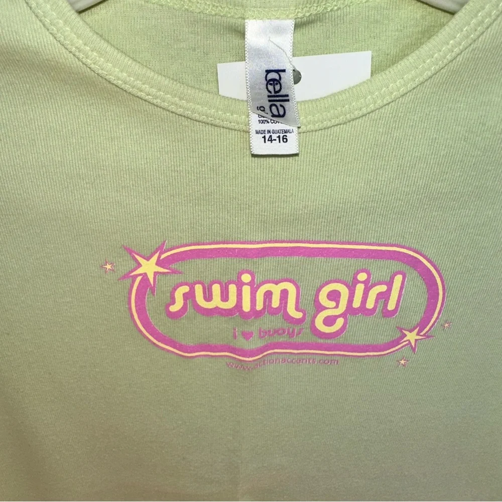 NWT Action Accents swim girl T-shirt size 14-16 junior 100% cotton